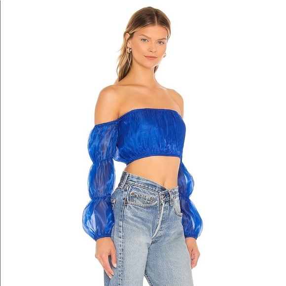 REVOLVE superdown Gianna Off Shoulder Top in Blue Size S - Picture 2 of 4